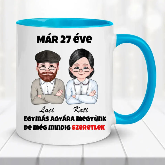Szerelmes bögre – „Egymás agyára megyünk” felirattal