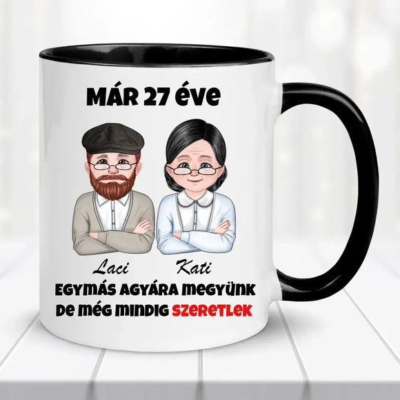 Szerelmes bögre – „Egymás agyára megyünk” felirattal