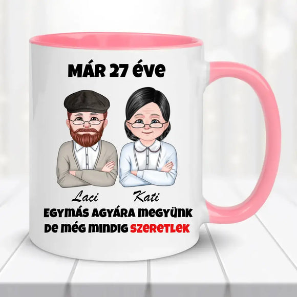 Szerelmes bögre – „Egymás agyára megyünk” felirattal
