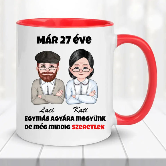 Szerelmes bögre – „Egymás agyára megyünk” felirattal