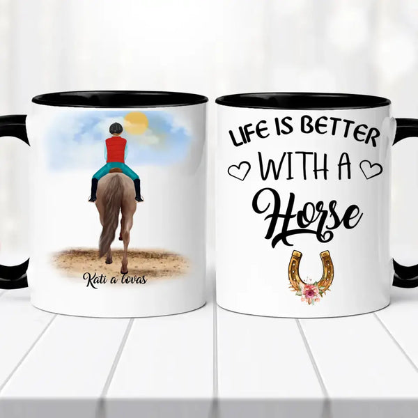 Lovas bögre – egyedi mintával No.2