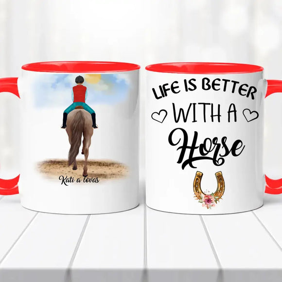 Lovas bögre – egyedi mintával No.2