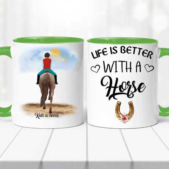 Lovas bögre – egyedi mintával No.2