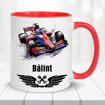 Névre szóló autós bögre – Forma 1 stílus - 0