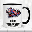 Névre szóló autós bögre – Forma 1 stílus