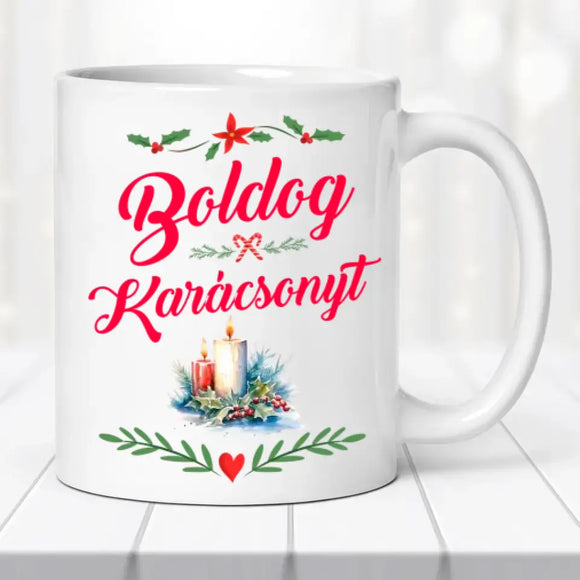 Karácsonyi bögre – szarvas grafikával