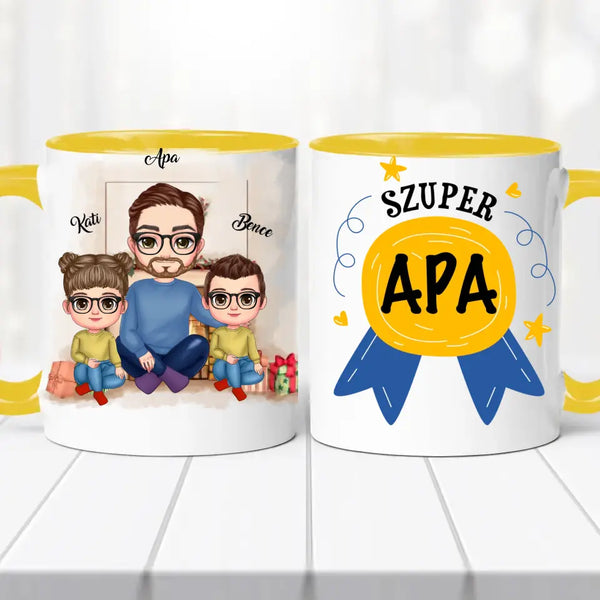 Családi bögre - apa, lánya és fia