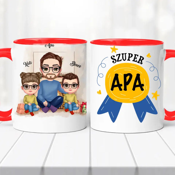 Családi bögre - apa, lánya és fia