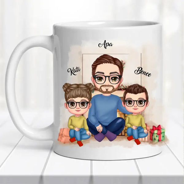 Családi bögre - apa, lánya és fia