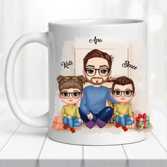 Családi bögre - apa, lánya és fia