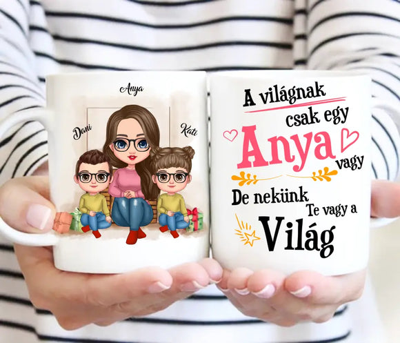 Családi bögre – anya, fia és lánya