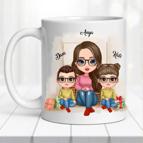 Családi bögre – anya, fia és lánya