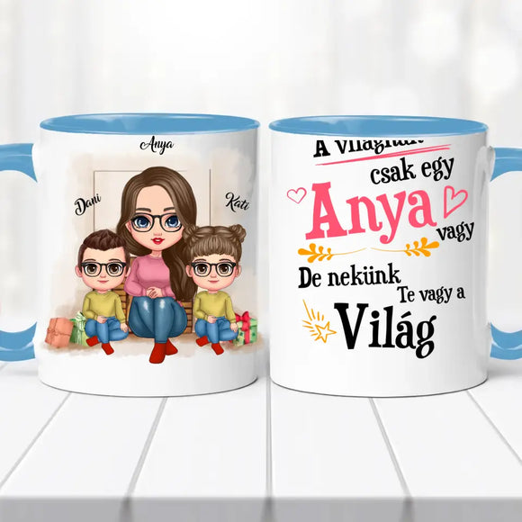 Családi bögre – anya, fia és lánya