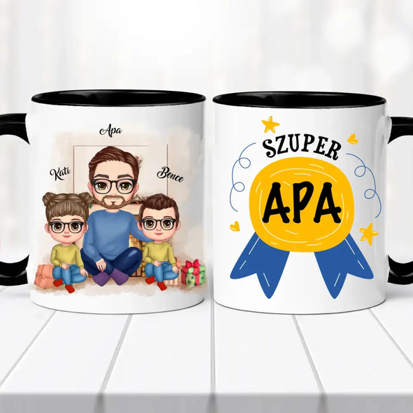 Családi bögre - apa, lánya és fia
