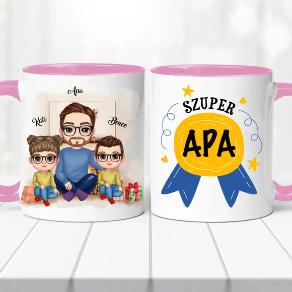 Családi bögre - apa, lánya és fia