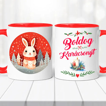 Karácsonyi bögre – nyuszis dizájn