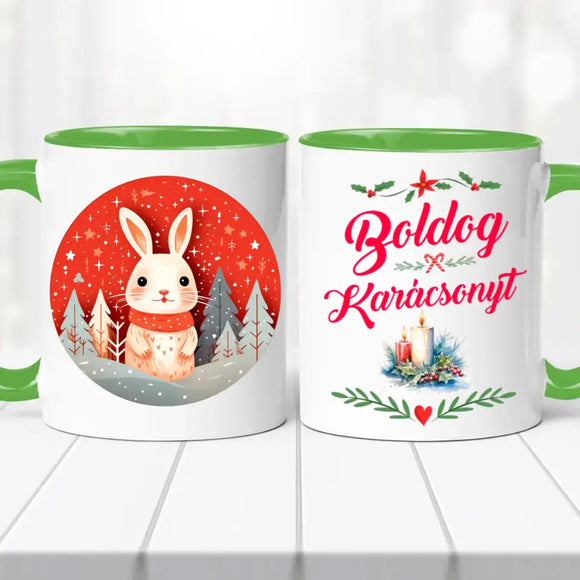 Karácsonyi bögre – nyuszis dizájn