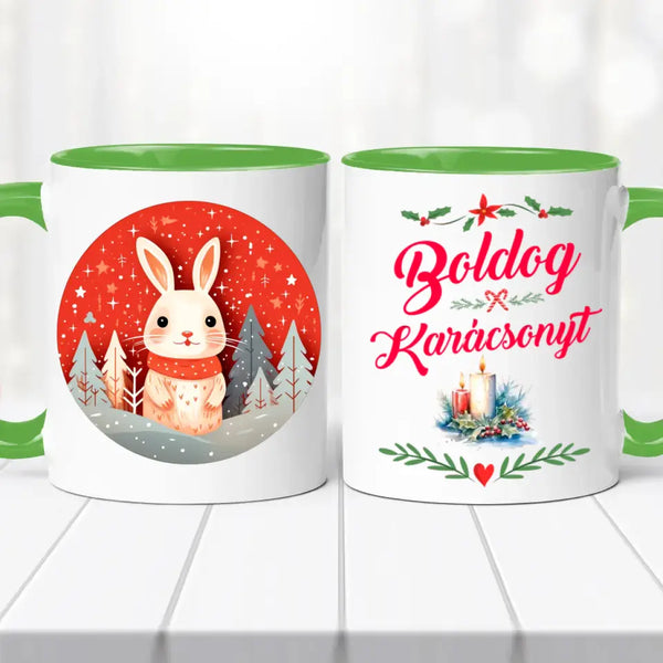 Karácsonyi bögre – nyuszis dizájn