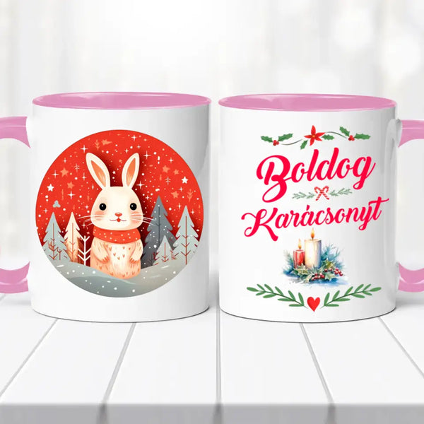 Karácsonyi bögre – nyuszis dizájn