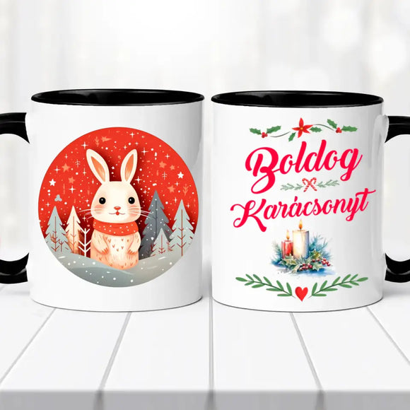 Karácsonyi bögre – nyuszis dizájn