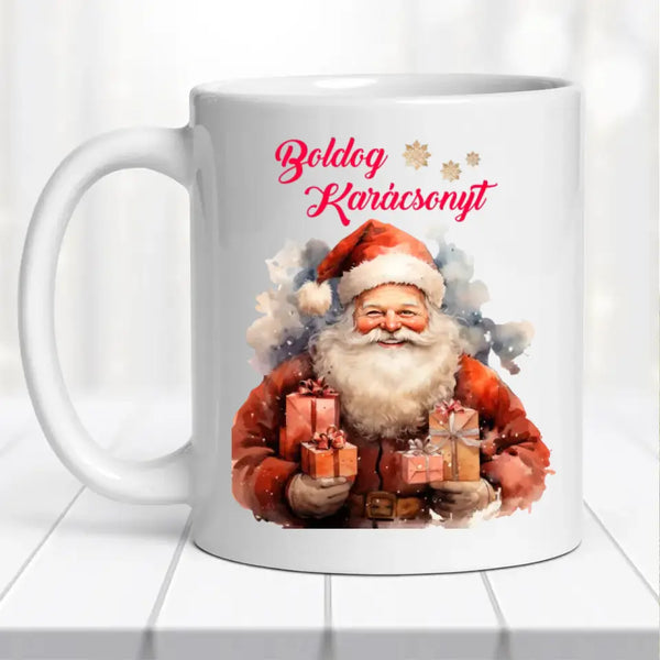 Karácsonyi bögre – Télapó grafikával