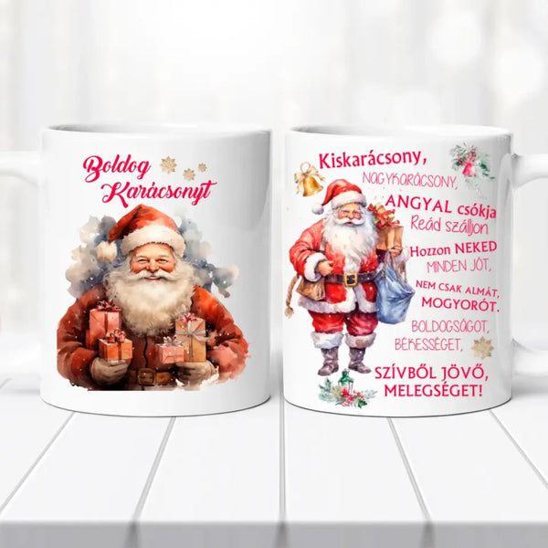 Karácsonyi bögre – Télapó grafikával