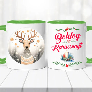 Karácsonyi bögre – szarvas grafikával