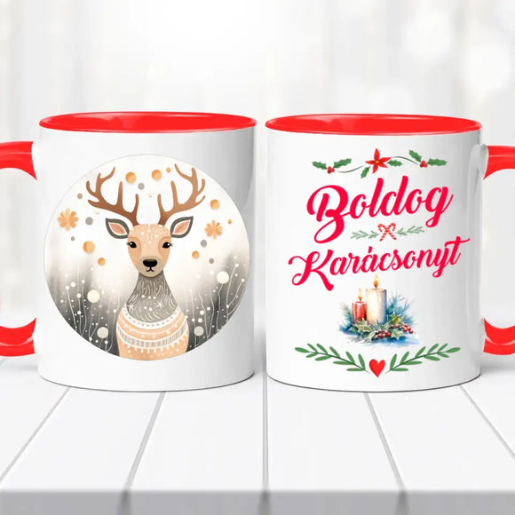 Karácsonyi bögre – szarvas grafikával