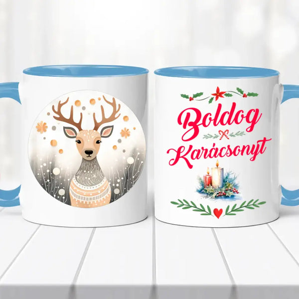 Karácsonyi bögre – szarvas grafikával