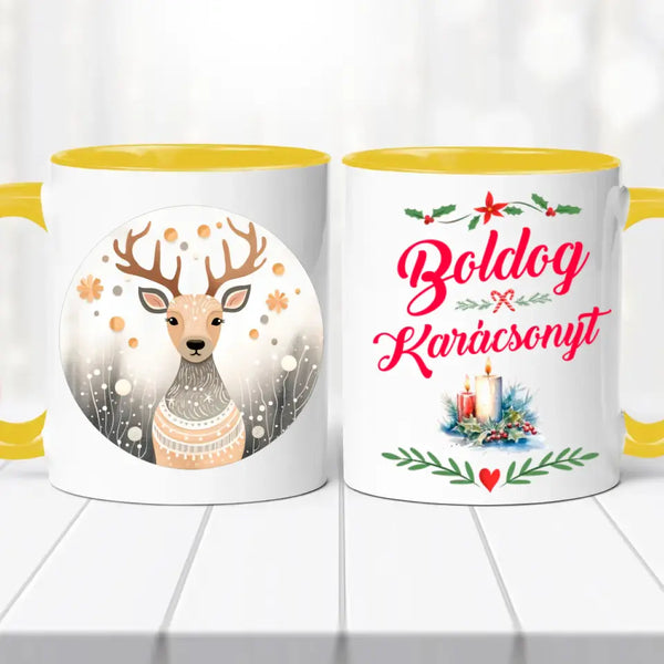 Karácsonyi bögre – szarvas grafikával