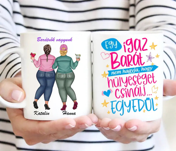 Barátnős bögre – két lányos dizájn No2.