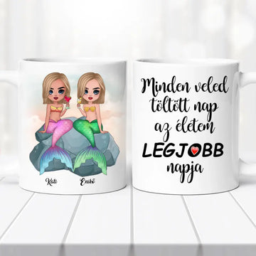 Barátnős bögre – sellő lány grafikával