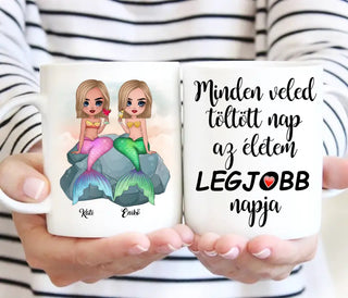 Barátnős bögre – sellő lány grafikával