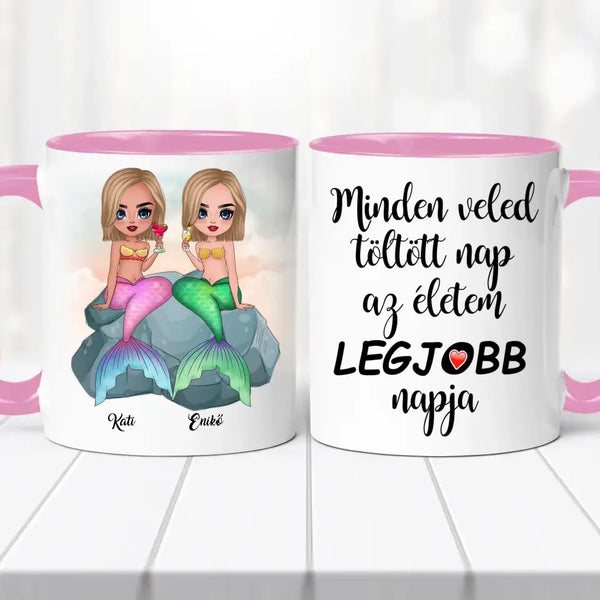 Barátnős bögre – sellő lány grafikával