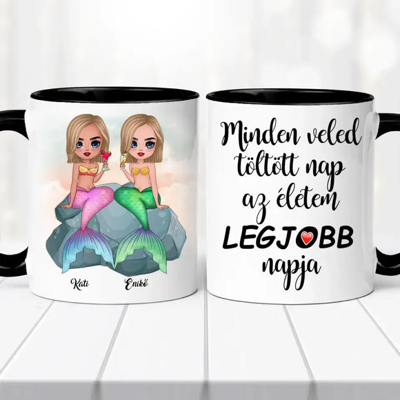 Barátnős bögre – sellő lány grafikával