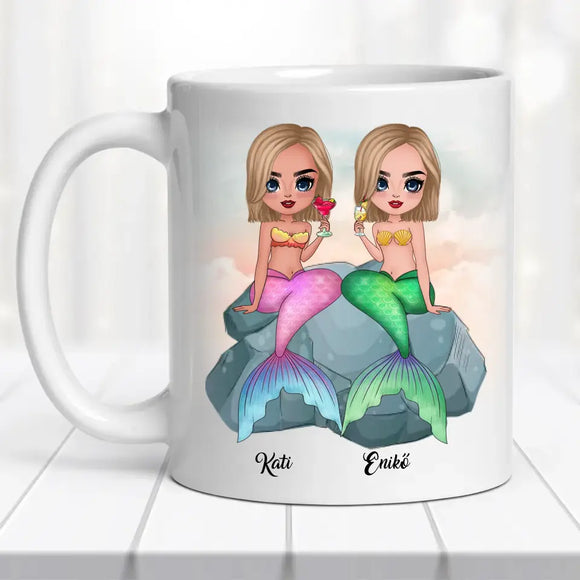 Barátnős bögre – sellő lány grafikával
