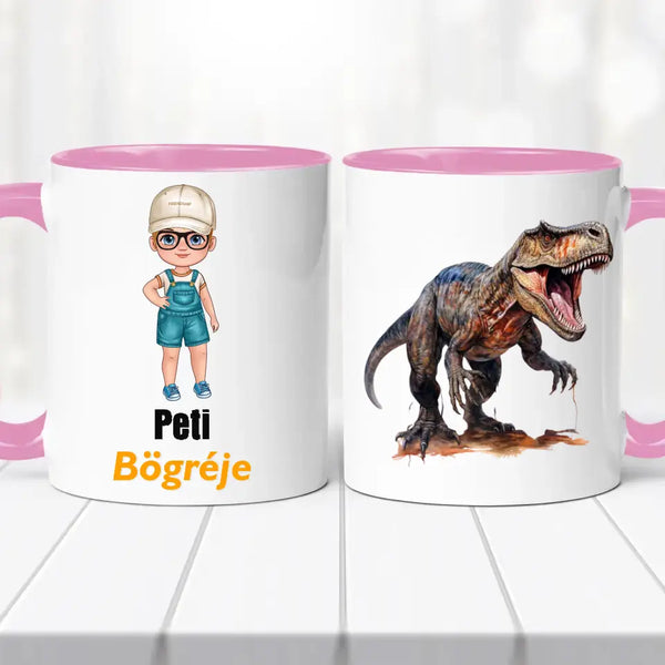 Névre szóló dinós bögre – fiús stílusban