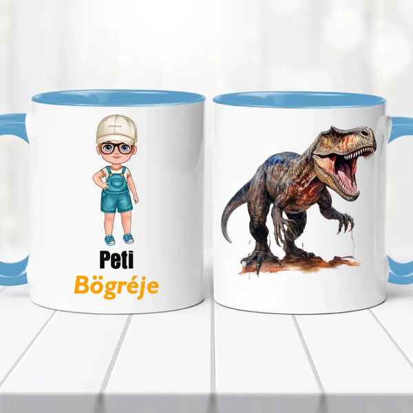 Névre szóló dinós bögre – fiús stílusban