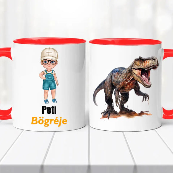 Névre szóló dinós bögre – fiús stílusban