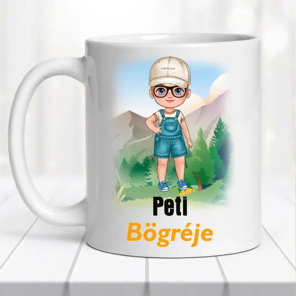 Névre szóló dinós bögre – egyedi dizájn