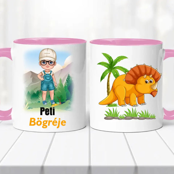 Névre szóló dinós bögre – egyedi dizájn