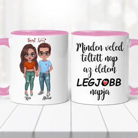 Szerelmes bögre – fiú és lány grafikával