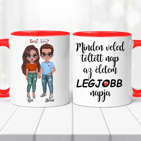 Szerelmes bögre – fiú és lány grafikával