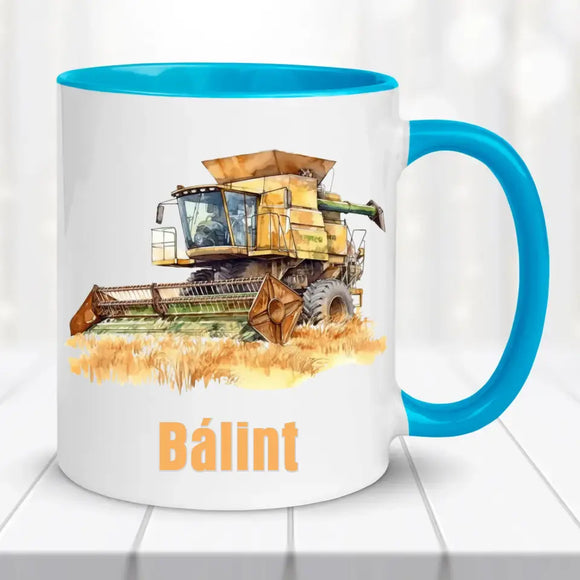Névre szóló kombájnos bögre