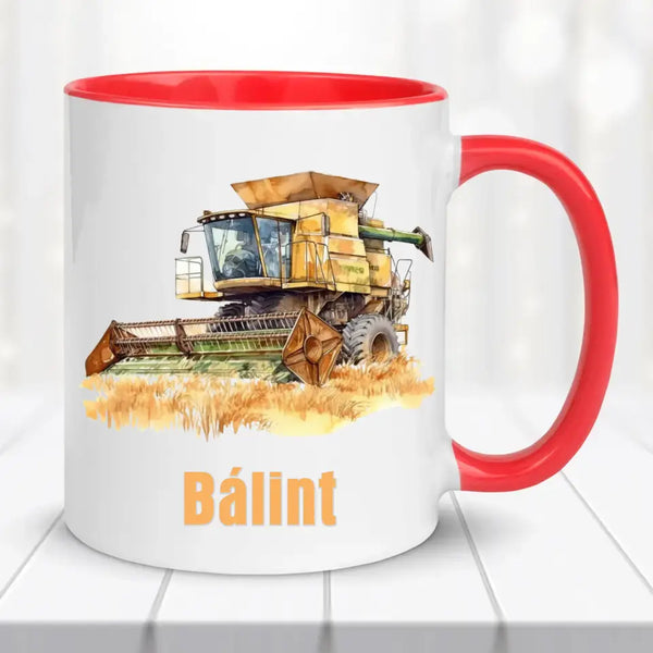 Névre szóló kombájnos bögre