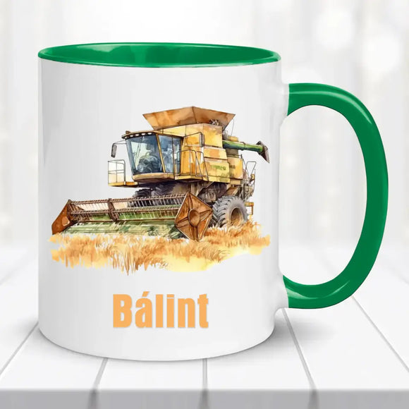 Névre szóló kombájnos bögre