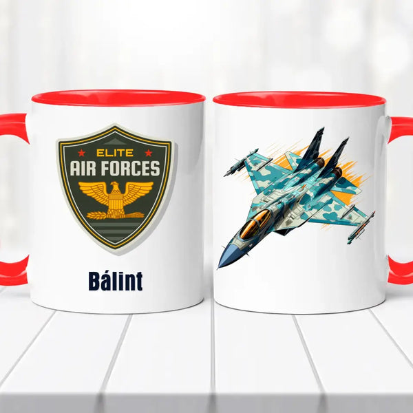 Repülős bögre – névvel és repülő jelekkel