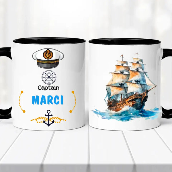 Hajós kapitány bögre – saját névvel