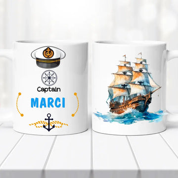 Hajós kapitány bögre – saját névvel - 0