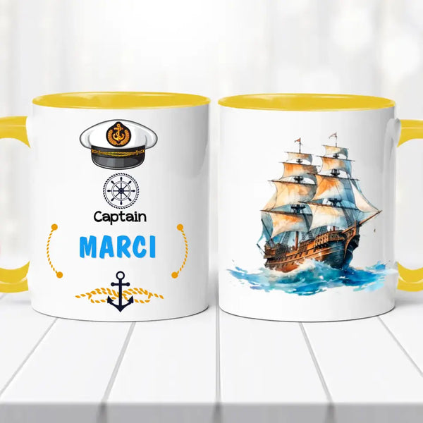 Hajós kapitány bögre – saját névvel